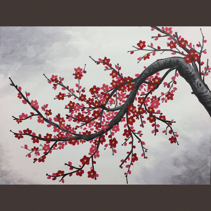Join us to paint Crimson Blossom at McQ's Pub at Lake Lenape!